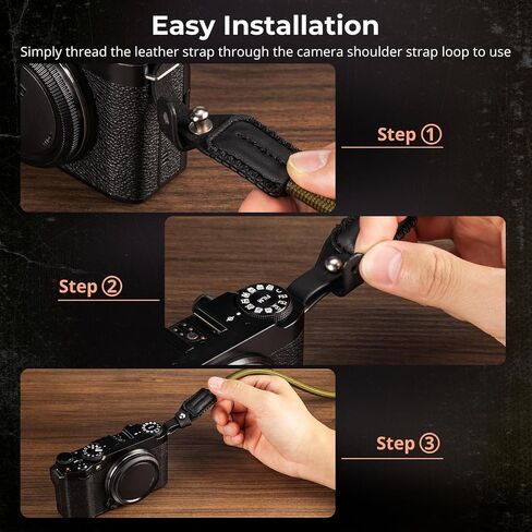 SMALLRIG Rope Camera Neck Shoulder Strap, Adjustable Braided Shoulder Strap with O-Ring and Leather Pad in Kuwait