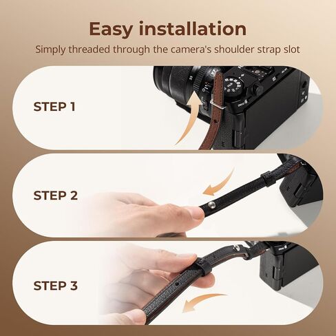 SMALLRIG Universal Leather Camera Neck Shoulder Strap for DSLR, Adjustable 100 to 110cm (39 to 43in), Max Load 10kg (22lb) in Kuwait