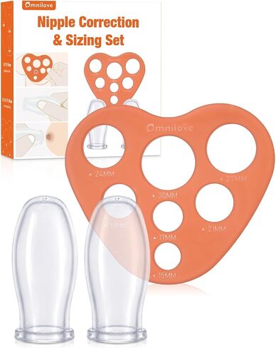 Nipple Corrector for Flat and Inverted Nipples with 7-Size Ruler | Soft silicone nipple corrector with adjustable suction and 7-size ruler for breastfeeding and pumping preparation. in Kuwait