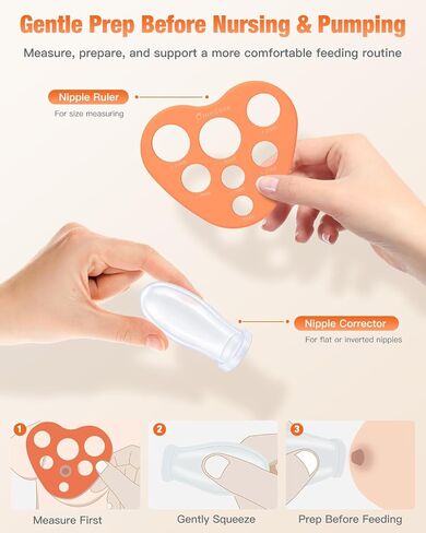 Nipple Corrector for Flat and Inverted Nipples with 7-Size Ruler | Soft silicone nipple corrector with adjustable suction and 7-size ruler for breastfeeding and pumping preparation. in Kuwait
