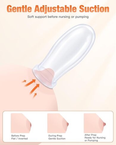Nipple Corrector for Flat and Inverted Nipples with 7-Size Ruler | Soft silicone nipple corrector with adjustable suction and 7-size ruler for breastfeeding and pumping preparation. in Kuwait