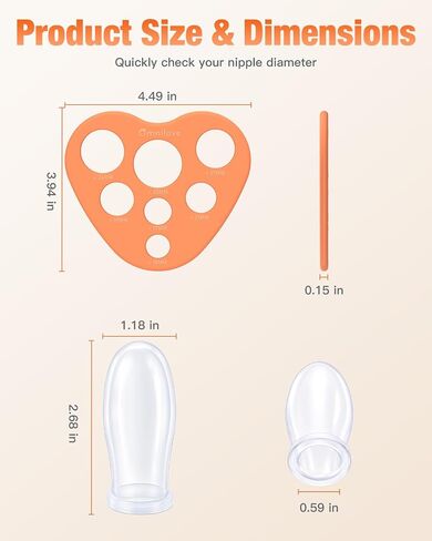 Nipple Corrector for Flat and Inverted Nipples with 7-Size Ruler | Soft silicone nipple corrector with adjustable suction and 7-size ruler for breastfeeding and pumping preparation. in Kuwait
