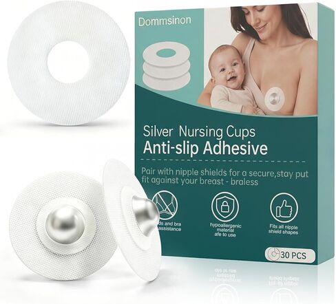 Nipple Shield Secure Stickers 30PCS,Sticky Nipple Shield for Breastfeeding,Braless Silver Nursing Cups Tape Individually Wrapped in Kuwait