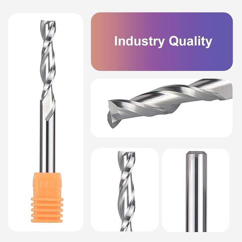 SpeTool Spiral Router Bits with UpCut 1/4 inch Cutting Diameter, 1/4 inch Shank 3 inch Extra Long HRC55 Solid Carbide CNC End Mill for Wood Cut, Carving in Kuwait