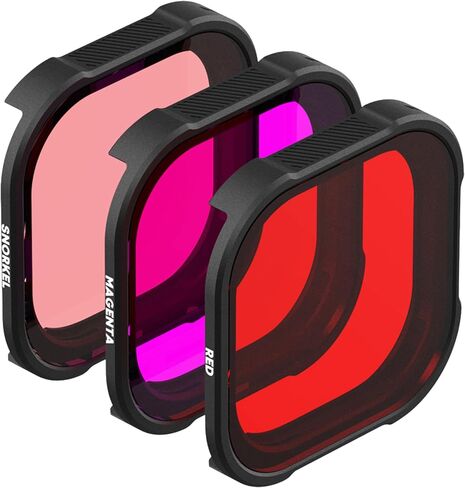 PolarPro Red Filter 3-Pack for GoPro Hero13 Protective Housing - Fits Hero9/10/11/12/13 Cameras in Protective Housing - Underwater Color Correction Dive Filters for Scuba or Snorkeling in Kuwait