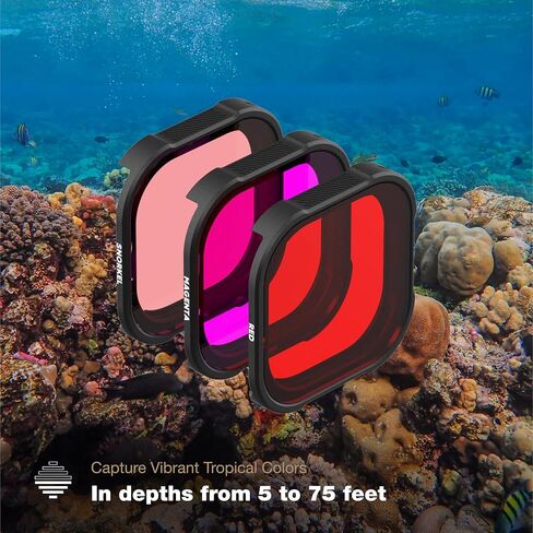 PolarPro Red Filter 3-Pack for GoPro Hero13 Protective Housing - Fits Hero9/10/11/12/13 Cameras in Protective Housing - Underwater Color Correction Dive Filters for Scuba or Snorkeling in Kuwait