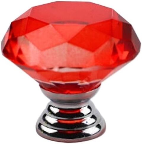 10 Pcs 30mm, Diamond Shape Crystal Glass Pull Handle Drawer Knobs Dresser Knobs Zinc Alloy with Screws(Red) in Kuwait