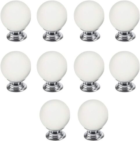 30mm Matte White, Single Hole Ball Shaped Drawer Pulls Handle for Home Cupboard Handle with Screw 10PCS in Kuwait