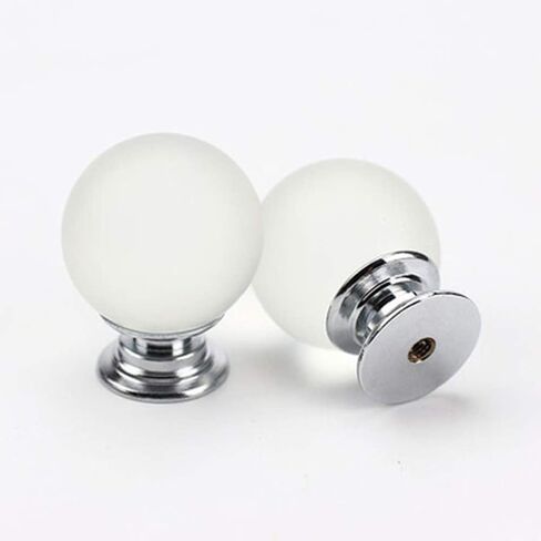 30mm Matte White, Single Hole Ball Shaped Drawer Pulls Handle for Home Cupboard Handle with Screw 10PCS in Kuwait