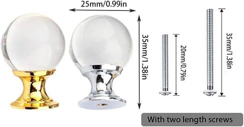 6pcs Round Handles for Drawer Cabinet Door Cupboard Kitchen Dresser with 2 Kinds Screws in Kuwait