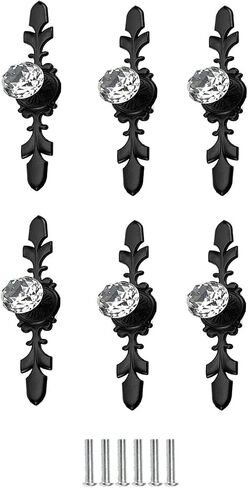 6 Pieces with Plate Zinc Alloy Drawer Handles for Kitchen Cabinet Dressing Table Cabinet Bathroomt, Gold in Kuwait