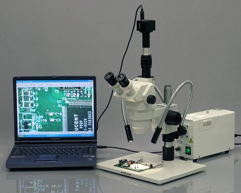 AmScope HL250-AY Dual-Gooseneck Fiber Optic Stereo Microscope Light, 150W Halogen Light Source, 110V-120V in Kuwait