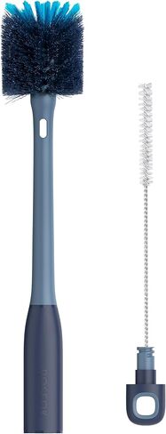 ROSEOK 2 in 1 Bottle Brush with Straw Cleaner Brush, Water Bottle Brush | For Cleaning Glass, Sports Bottle, Coffee Mug, Cup Cleaner, Navy Blue, 2 Pack in Kuwait