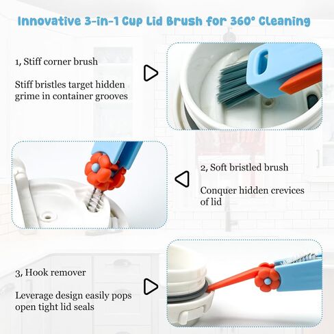 3 Pack Cup Lid Cleaning Brush Water Bottle Cleaner Brush, Bottle Brush Cleaner for Stanley Owala, Cup Bottle Cleaner Brush for Tumbler Kitchen Bottle Mug in Kuwait