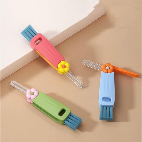 3 in 1 Multifunctional Crevice Cleaning Brush Set - Portable Cup Lid Cleaner for Baby Bottle Gap Tight Spaces in Kuwait