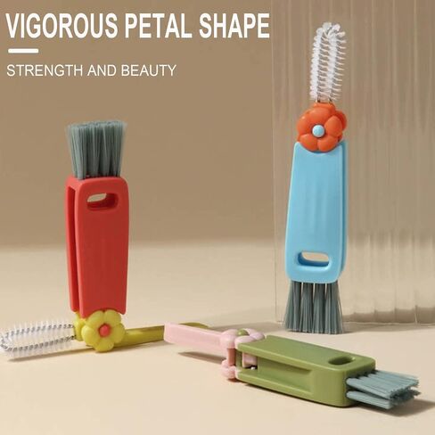 3 in 1 Multifunctional Crevice Cleaning Brush Set - Portable Cup Lid Cleaner for Baby Bottle Gap Tight Spaces in Kuwait