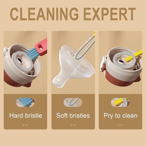 3 in 1 Multifunctional Crevice Cleaning Brush Set - Portable Cup Lid Cleaner for Baby Bottle Gap Tight Spaces in Kuwait