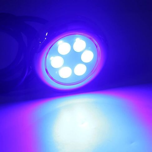 3.5in LED Underwater Light Surface Mount, Marine Underwater Light, IP68 12V–24VDC Boat Transom Fishing Light with Stainless Steel Ring for Yacht, Boat, Pool & (Blue) in Kuwait