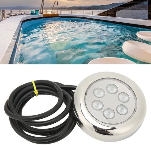 3.5in LED Underwater Light Surface Mount, Marine Underwater Light, IP68 12V–24VDC Boat Transom Fishing Light with Stainless Steel Ring for Yacht, Boat, Pool & (Blue) in Kuwait