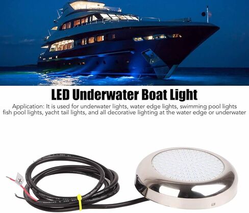 108 Led Led Underwater Boat Lights, 4in 12v dc Pool Lights Beads Steel 4.92ft Power Cord Ip68 Waterproofing for Night Fishing Cruise Ships Yachts Boats (Blue) in Kuwait