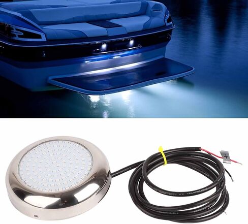 108 Led Led Underwater Boat Lights, 4in 12v dc Pool Lights Beads Steel 4.92ft Power Cord Ip68 Waterproofing for Night Fishing Cruise Ships Yachts Boats (Blue) in Kuwait