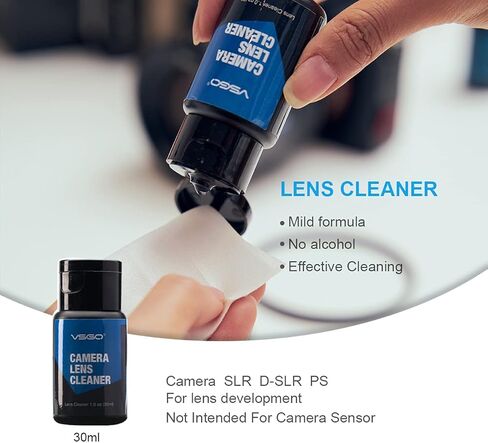 VSGO Optical Camera Lens Cleaning Kit Travel Edition | Lens Pen, Air Blower, Lens Cleaner, Screen Cleaning Cloth and Wet Wipes & Microfiber Cleaning Cloth Included, DKL-15D in Kuwait