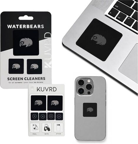 KUVRD Waterbear - Electronic Screen Cleaner Pads, 4-Pack (4 Patch Sets) | Compact stick-on microfiber patch cleans phone camera lenses, car screens, viewfinders, and eyeglasses in Kuwait