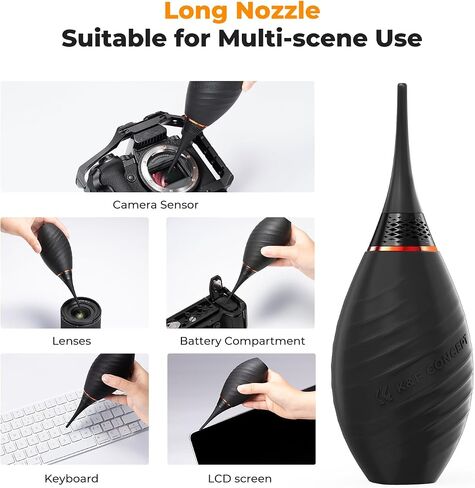 K&F CONCEPT Soft Tip Strong Air Blower with Long Nozzle,Highly Elastic | Made of Silicone Material,Dual-Valve Silicone Blower,Ergonomic Design for a Comfortable Grip,for Cleaning Lenses Filters,MB02 in Kuwait