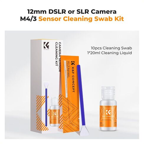 K&F CONCEPT M4/3 Sensor Cleaning Kit with Sensor Cleaner for M4/3 Cameras | 12mm sendor SwabsX10,Vacuum Package,Flexible Grip Rod,Superfine Microfiber Cloth Material,Mild Cleaning Liquid,MA03 in Kuwait