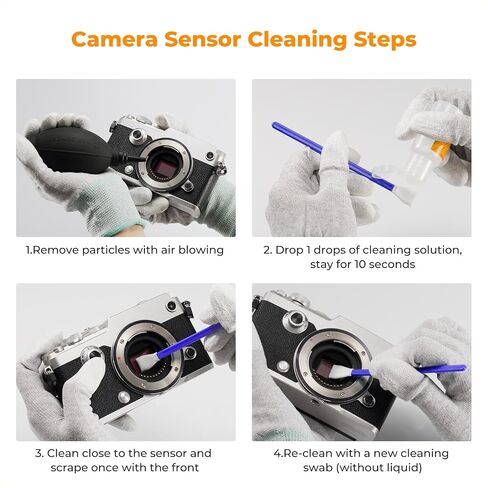 K&F CONCEPT M4/3 Sensor Cleaning Kit with Sensor Cleaner for M4/3 Cameras | 12mm sendor SwabsX10,Vacuum Package,Flexible Grip Rod,Superfine Microfiber Cloth Material,Mild Cleaning Liquid,MA03 in Kuwait