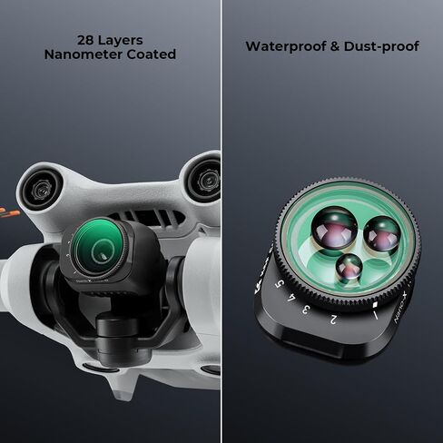 K&F CONCEPT Variable ND2-32 (1-5 Stop) ND Filter for DJI Mini 3 Pro | 28 Multi-Coated,HD Optical Glass Slim Drone Camera Lens Aerial Video Photography Accessories, Mini 3 Pro Accessories - FD021 in Kuwait