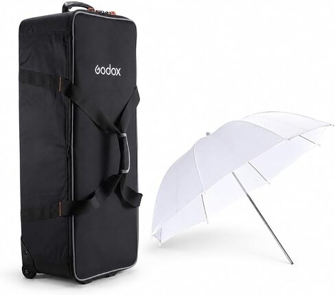 Godox CB-06 CB06 Hard Carrying Case 37" Rolling Studio Bag with Wheels and UB-008 40" 101cm Translucent White Soft Umbrella Kit for Photography Flash Strobe, Padded Gear Trunk with Dividers in Kuwait