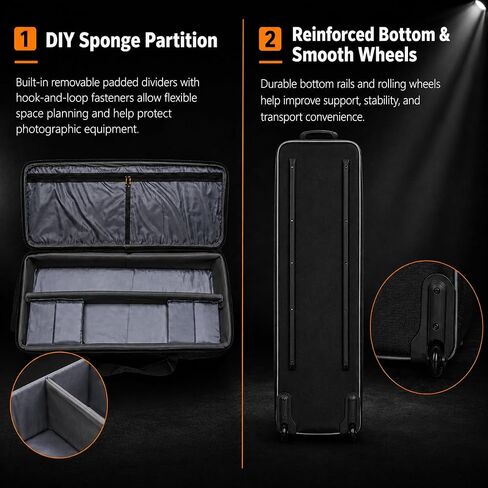 Godox CB-06 CB06 Hard Carrying Case 37" Rolling Studio Bag with Wheels and UB-008 40" 101cm Translucent White Soft Umbrella Kit for Photography Flash Strobe, Padded Gear Trunk with Dividers in Kuwait