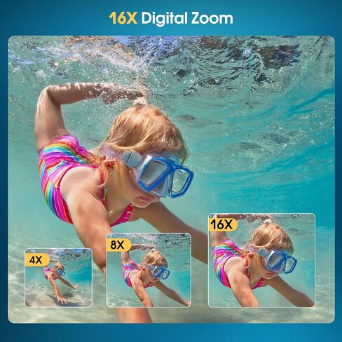 4K Underwater Camera, Autofocus Floatable Waterproof Camera with IPS HD Screen, 64MP 16FT Waterproof Digital Camera with 16GB Card, in Kuwait