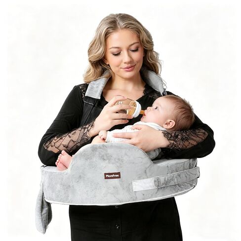 Nursing Pillow for Standing/Sitting Use- Springy Memory Foam for Support & Comfort, Large Breast Feeding Pillow - Safety Fence, Adjustable Waist Belt and Support Backrest, Removable Cover with Pocket in Saudi Arabia