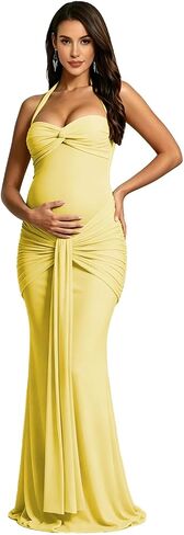 Mermaid Maternity Dress for Baby Shower Bodycon Satin Long Pregnant Dresses in Kuwait