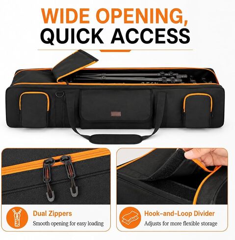 Tripod Carrying Bag 50.5", Light Stand and Mic Stand Bag | Tripod Case with 2 Removable Padding Photo Studio Equipment Case for Tripods, Mic Stand,Monopods, Speaker Stands in Kuwait