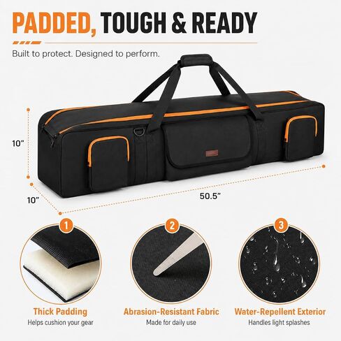 Tripod Carrying Bag 50.5", Light Stand and Mic Stand Bag | Tripod Case with 2 Removable Padding Photo Studio Equipment Case for Tripods, Mic Stand,Monopods, Speaker Stands in Kuwait