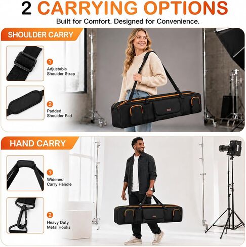 Tripod Carrying Bag 50.5", Light Stand and Mic Stand Bag | Tripod Case with 2 Removable Padding Photo Studio Equipment Case for Tripods, Mic Stand,Monopods, Speaker Stands in Kuwait