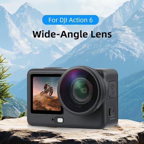 Wide-Angle Lens for DJI Osmo Action 6, 185° Ultra-Wide View Lens Extender Compatible with DJI Osmo Action 6 Camera Lens Accessories in Kuwait