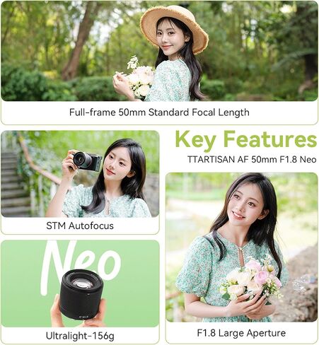TTARTISAN AF 50mm F1.8 Neo FE for Sony E, 50/F1.8 Full Frame Lens Compatible with Sony E Mount Cameras A7 A7II A7III A7R A7RII A7RIII A7RIV A7S A7SII A6400 A6000 A6600 A6100 A6500 in Kuwait