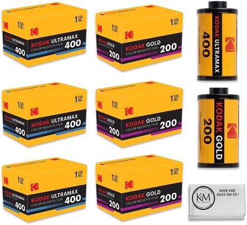 Kodak Eastman Ultramax 400 & Gold 200 35mm Color Negative Film (6 Rolls) | 36 Exposures per Roll with 3 Rolls of Ultramax 400 and 3 Rolls of Gold 200 + Microfiber Cloth in Kuwait