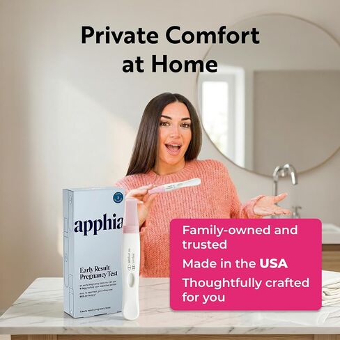 Apphia Health Early Detection Pregnancy Test Kit 15 Midstream hCG Tests, Detects Pregnancy Up to 6 Days Before Missed Period, Easy to Read Results, Female Urinal Compatible, Made in USA, Pack of 15 in Kuwait