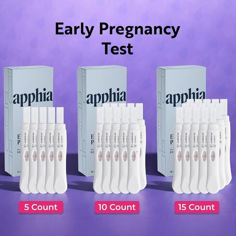 Apphia Health Early Detection Pregnancy Test Kit 15 Midstream hCG Tests, Detects Pregnancy Up to 6 Days Before Missed Period, Easy to Read Results, Female Urinal Compatible, Made in USA, Pack of 15 in Kuwait