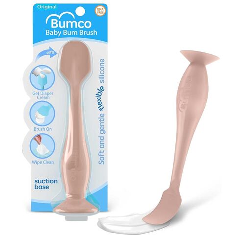 Bumco Baby Bum Brush - Diaper Cream Spatula Applicator (Dusty Pink) | BPA-Free Diaper bag essentials. Mom-invented butt paste spatula and diaper rash cream applicator. Soft, wipe-clean silicone. in Kuwait