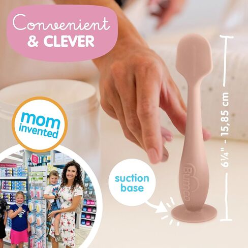 Bumco Baby Bum Brush - Diaper Cream Spatula Applicator (Dusty Pink) | BPA-Free Diaper bag essentials. Mom-invented butt paste spatula and diaper rash cream applicator. Soft, wipe-clean silicone. in Kuwait