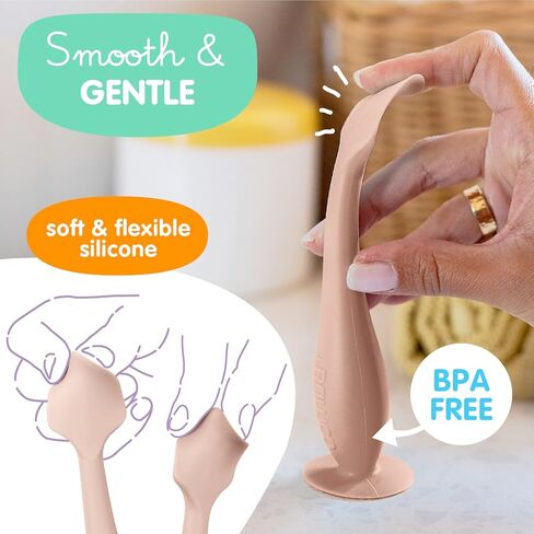 Bumco Baby Bum Brush - Diaper Cream Spatula Applicator (Dusty Pink) | BPA-Free Diaper bag essentials. Mom-invented butt paste spatula and diaper rash cream applicator. Soft, wipe-clean silicone. in Kuwait