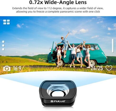 PULUZ Magnetic Wide Angle Lens Compatible with DJI Osmo Pocket 4 / Osmo Pocket 3, 112° FOV Expansion Lens Filter, Quick Release Camera Lens Attachment for Vlogging and Travel Video in Kuwait