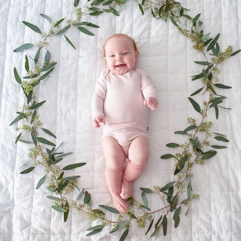 KYTE BABY Unisex Long Sleeve Bodysuit, Rayon Made From Bamboo (Preemie, Blush) in Kuwait