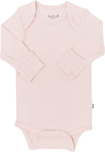KYTE BABY Unisex Long Sleeve Bodysuit, Rayon Made From Bamboo (Preemie, Blush) in Kuwait